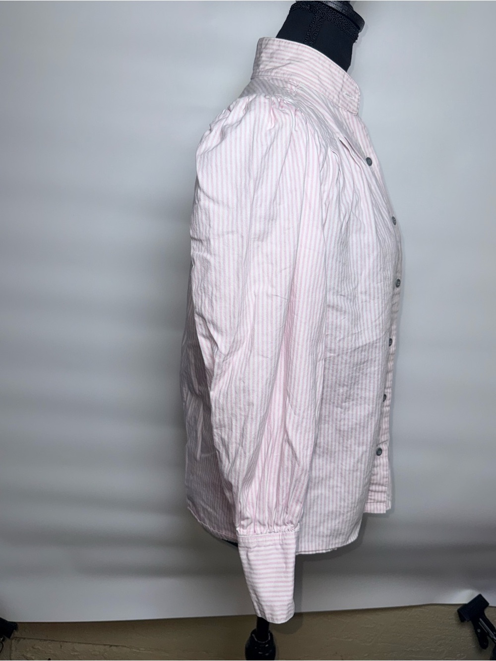 VTG Frontier Classics S Pink Stripe Puff Sleeve Prairie Western Cottagecore Top - Picture 4 of 8